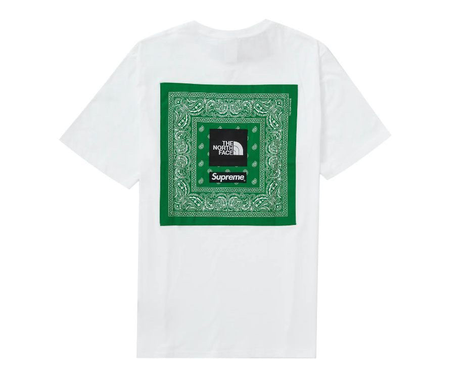 New The North Face Bandana Tee White/Green (M)