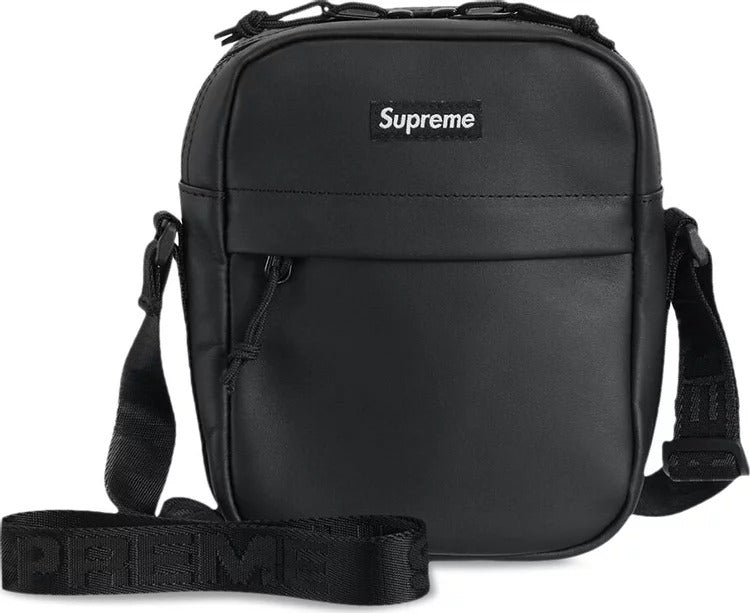 New Supreme Leather Shoulder Bag Black