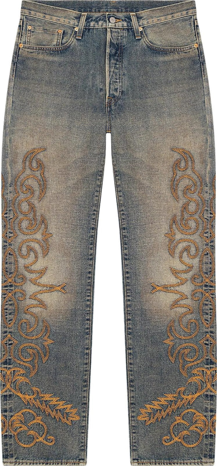 New Levi's x Denim Tears Western Stitch 501 Jeans 'Worn Indigo' (36)